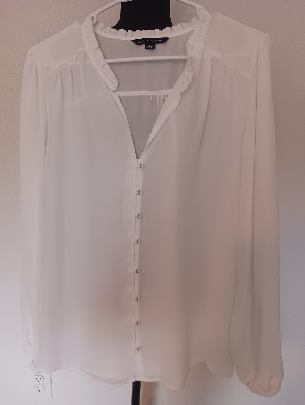Zac & Rachel White Button Down Shirt Blouse Sz XL EUC